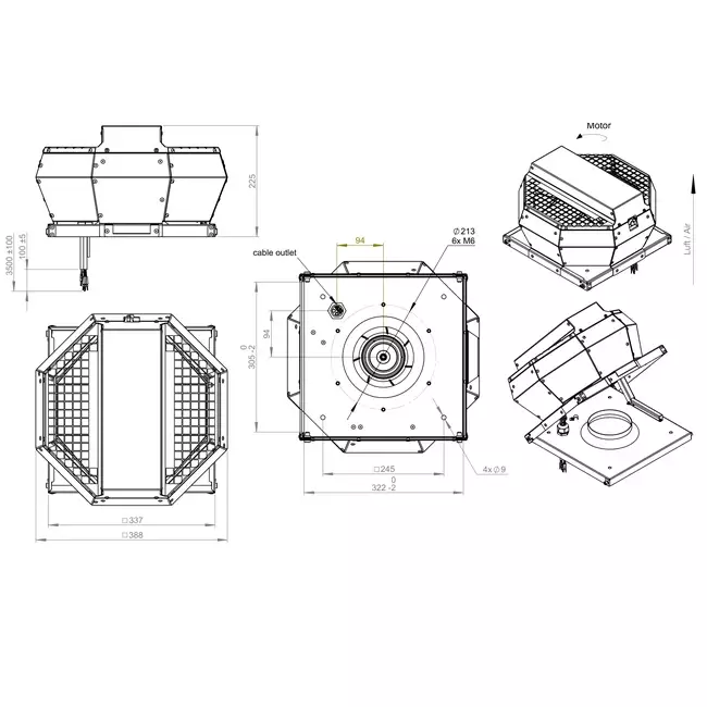 Takfläkt vertikal konstant tryckreglering - DVA 190 EC O CRK 02