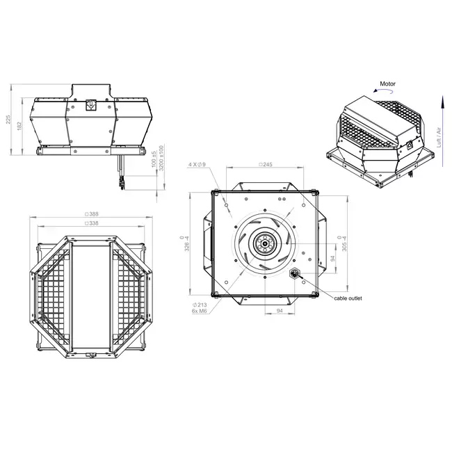 Takfläkt vertikal konstant tryckreglering - DVA 250 EC O CRK 01
