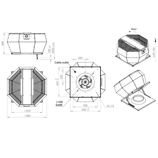 Takfläkt vertikal konstant tryckreglering - DVA 450 EC O CRK 03