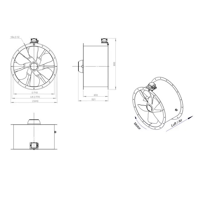 Kanalfläkt axial 710 mm - AL 710 D4 02 CFG