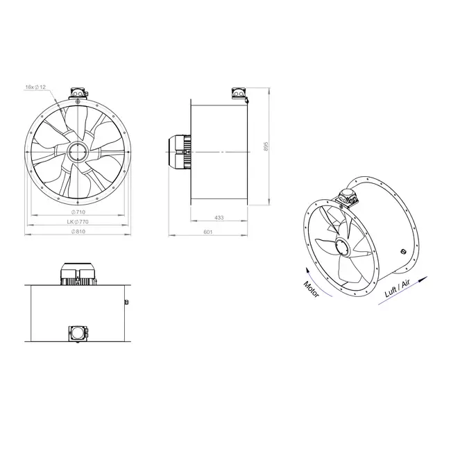 Kanalfläkt axial 710 mm - AL 710 D6 02 CFG