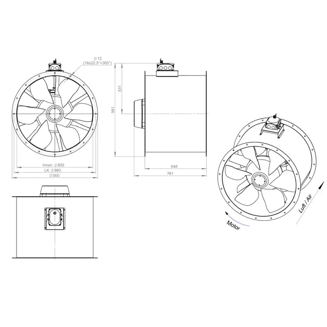 Axial 800 mm kanalfläkt - AL 800 D4 05 CFG
