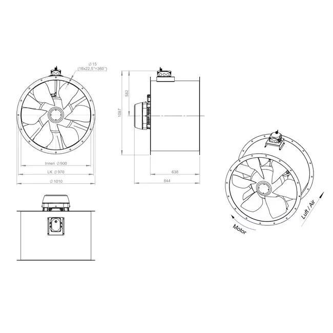 Kanalfläkt axial 900 mm - AL 900 D4 05 CFG