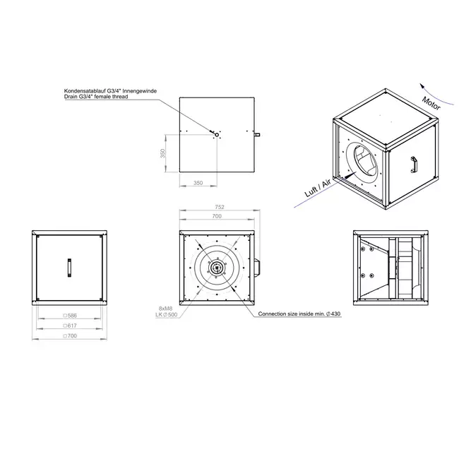 Boxfläktmotor luftflöde utomhus - MPC T 500 EC K01