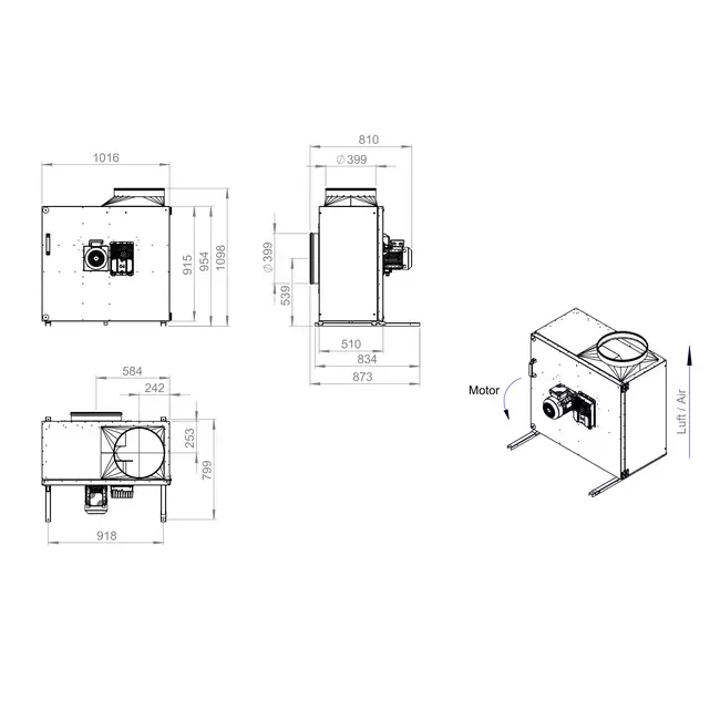 Boxfläktmotor externt luftflöde - MPS 500 EC I K 01