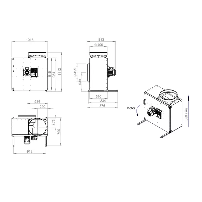 Boxfläktmotor externt luftflöde - MPS 560 EC I K 01