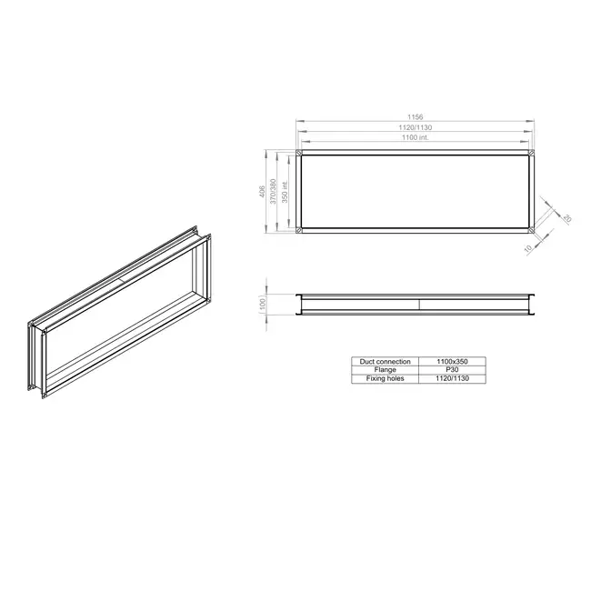 Flexibel anslutning 1100 x 350 - VS 11035