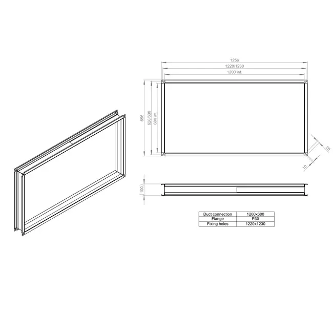 Flexibel anslutning 1200 x 600 - VS 12060