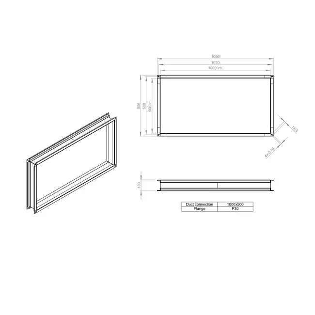 Flexibel anslutning 1000 x 500 - VS 10050