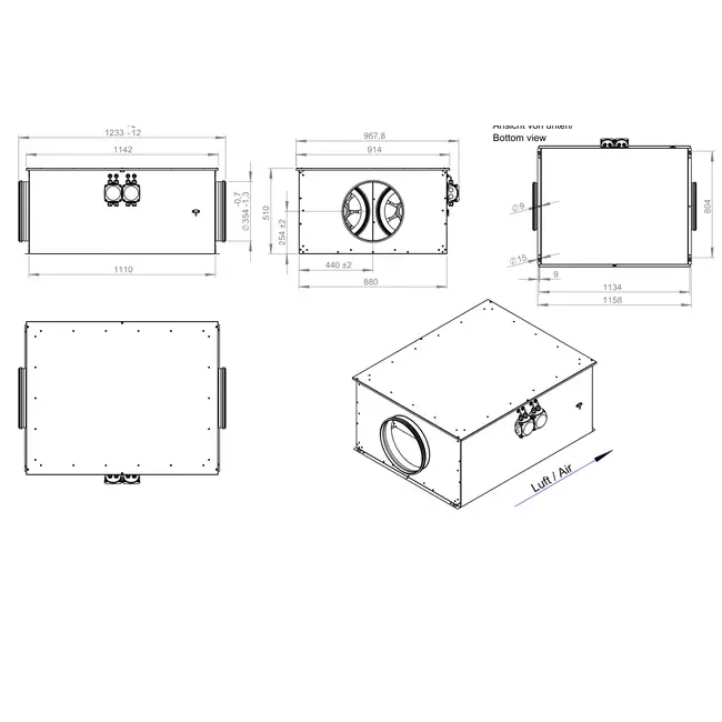Rörfläkt 355 mm isolerad energieffektiv - EM DUO 355 EC K 01