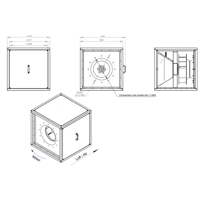 Lådfläktmotor luftflöde utomhus - MPC T 560 D4 K01