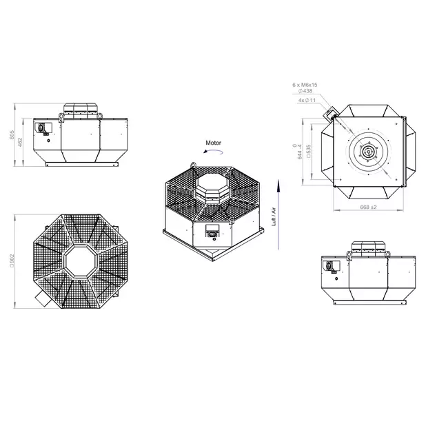 Takfläkt vertikal metall - DVL 450 D4 RK 02