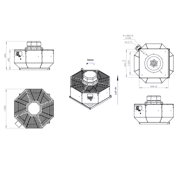 Takfläkt vertikal metall - DVL 500 D4 RK 02