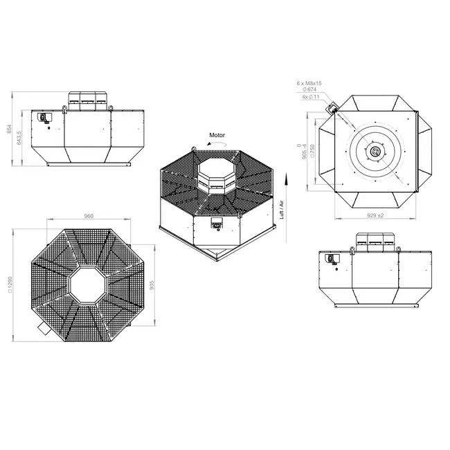Takfläkt vertikal metall - DVL 710 D6 RK 01
