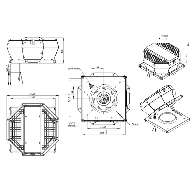Takfläkt vertikal plåt - DVA 250 ECP 41