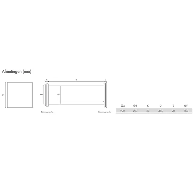 Vent-Axia Heat Save decentraliserad värmeåtervinningsanläggning 160 mm