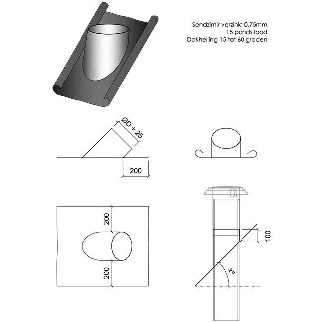 Thermoduct blyplatta diameter 355 mm - 45 grader