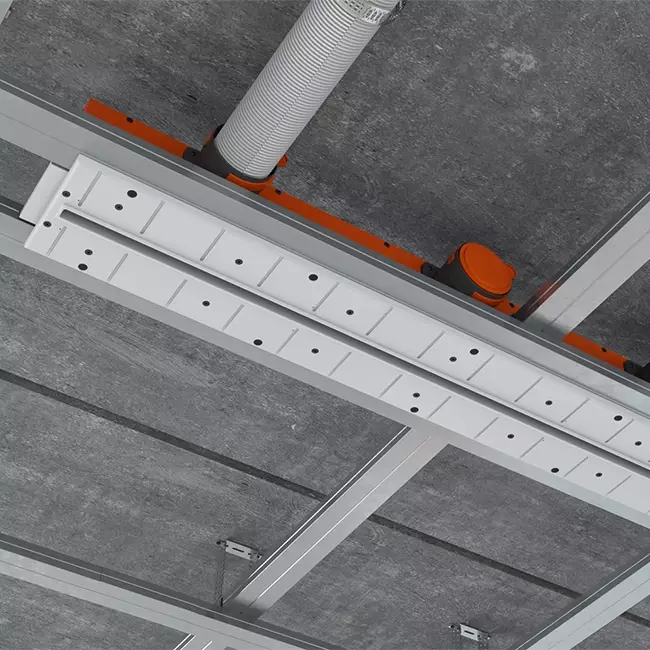 Ergovent ramlöst spaltdiffusor 600 mm med anslutningsdiameter 75 mm - profil