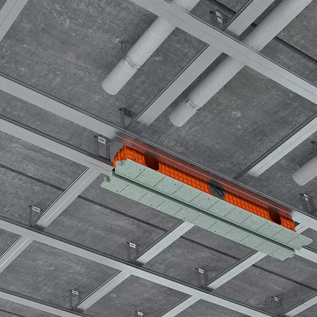 Ergovent ramlös spaltdiffusor 1050 mm med anslutningsdiameter 75 mm - modulär - 1 slits