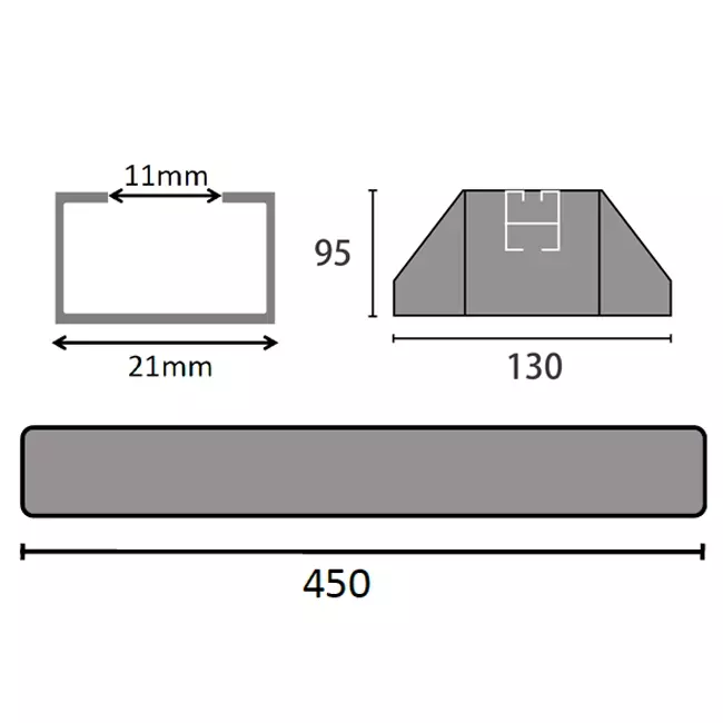 ClimaConnect monteringsstång av vibrationsdämpande gummi 450 mm