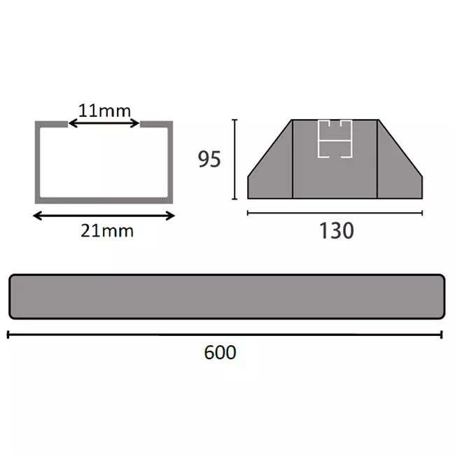 ClimaConnect monteringsstång av vibrationsdämpande gummi 600 mm