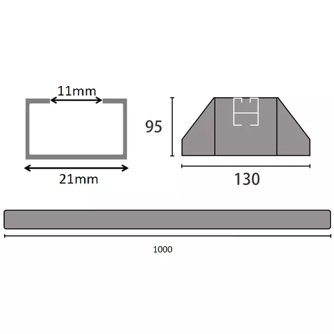 ClimaConnect monteringsstång av vibrationsdämpande gummi 1000 mm