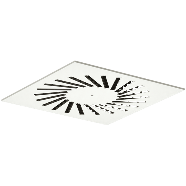 Virveldon stål med justerbara deflektorer - 400x400 mm - RAL 9010