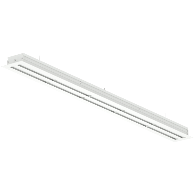 Aluminiumgaller med 1 justerbart mönsterblad – 500 mm – RAL 9016 + Akustiskt isolerat plenum med luftflödesreglerventil