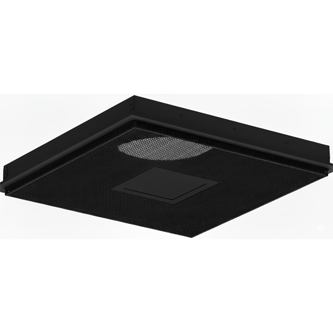Perforerat takdiffusor för tilluft och frånluft 595x595 mm - 200 mm - RAL 9005