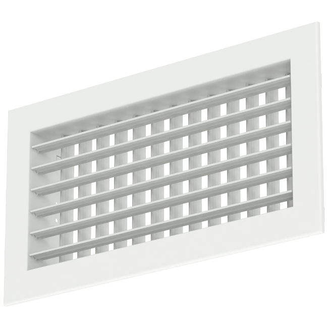 Dubbelt justerbart vägggaller i aluminium med dämpare - med friktionsfjädrar - 500x100 mm - RAL 9016