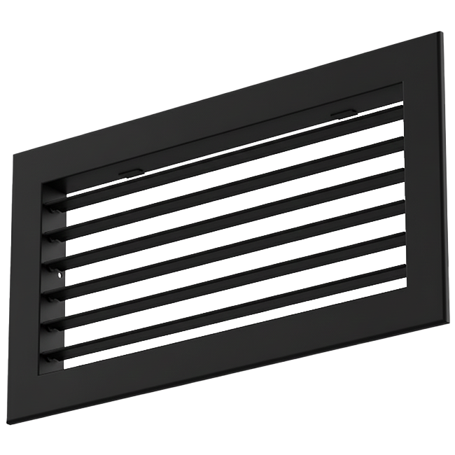 Enkelt justerbart vägggaller i aluminium - med friktionsfjädrar - 400x200 mm - RAL 9005