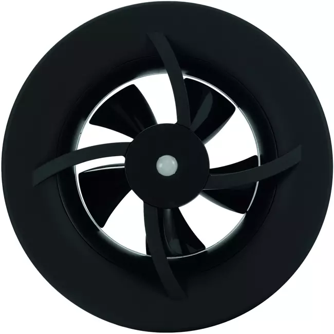 Solara badrumsfläkt med heat mover - 100 mm diameter - matt svart