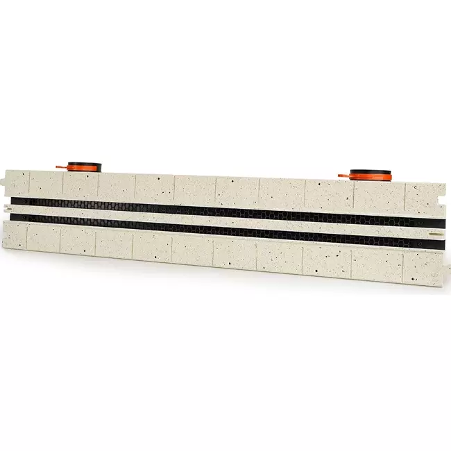 Ergovent infällbart ramlöst linjegaller 1050 mm med anslutningsdiameter 90 mm – modulärt – 2 slitsar
