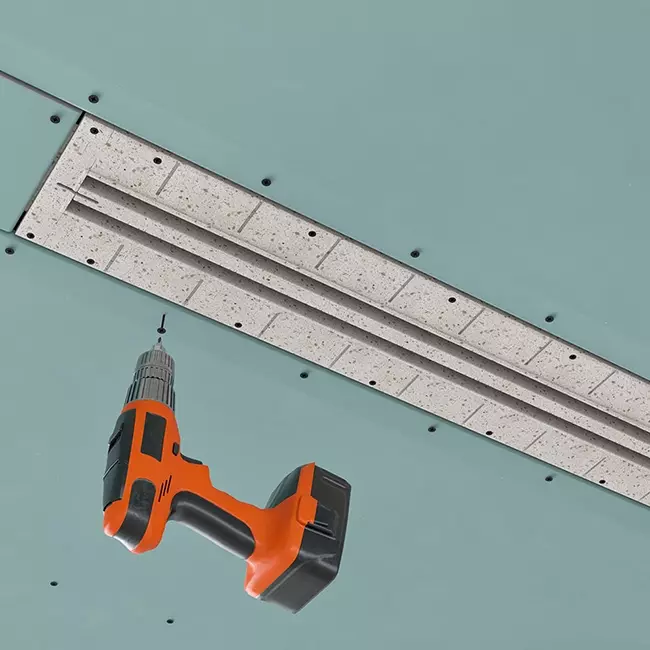 Ergovent infällbart ramlöst linjegaller 1050 mm med anslutningsdiameter 90 mm – modulärt – 2 slitsar