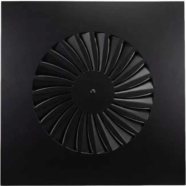 Virveldon fasta blad 400 mm kvadrat - SWS 400 RAL 9005 30% glans