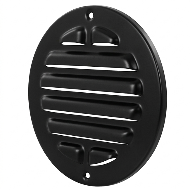 Utvändigt galler runt 80 mm aluminium - RAL9005 30% glans