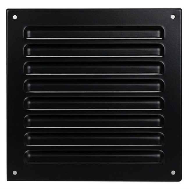 Utvändigt galler fyrkant 200x200 mm aluminium - RAL9005 30% glans