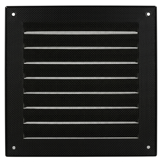 Utvändigt galler fyrkant 200x200 mm aluminium - RAL9005 30% glans