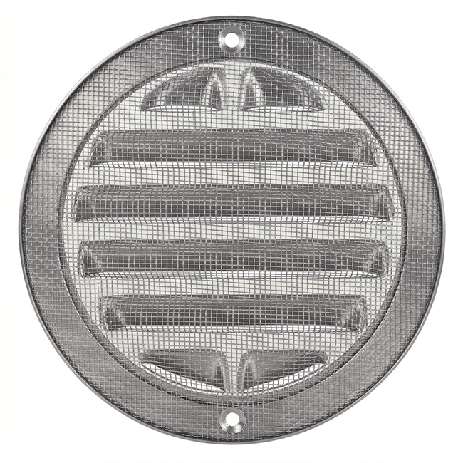 Utvändigt galler runt 125 mm RVS304