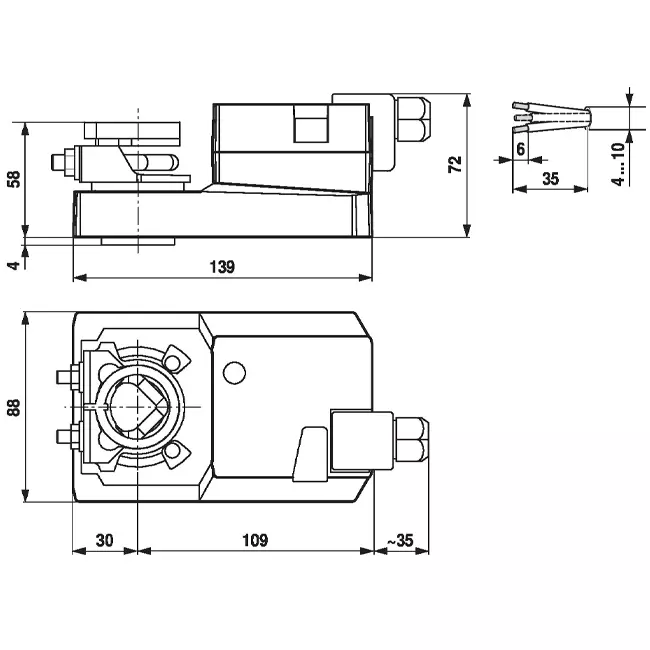 Belimo modulerande ventilstyrning med anslutningsplintar 24V - 2-10V - 20 Nm - SM24A-SR-TP