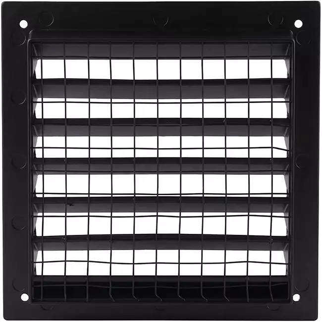 Ytterväggsgaller i aluminium 100x100 mm - RAL 9005