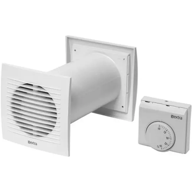 Fläkt 128 mm vit med termostat - SPKT125