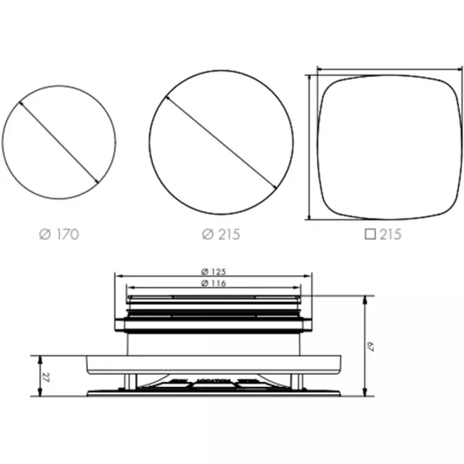 Vent-Axia Uniflexplus RV 125 mm justerbar tillförsel- och avledningsventil - vit
