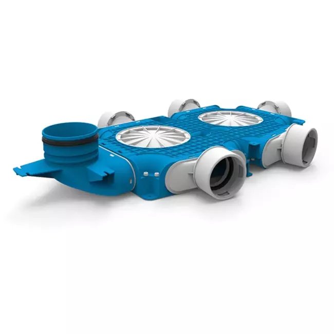 Vent-Axia Uniflexplus kompositfördelare 5 x Ø 90 mm med vertikal tapp Ø 125 mm