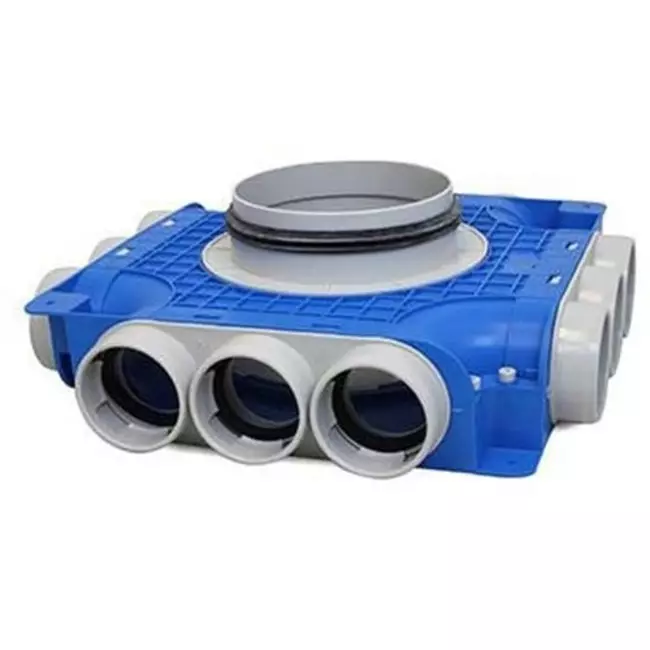 Vent-Axia Uniflexplus underfördelningsskåp 12 x Ø 69 mm sidoanslutning med tapp Ø 125 mm
