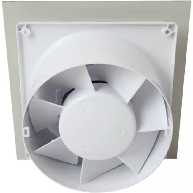 Air Roxy badrumsfläkt med anslutningsdiameter 125 mm med försenad start och timer – front av guldfärgad aluminium
