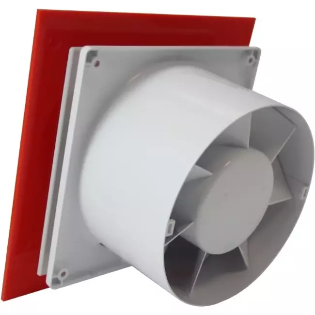 Air Roxy badrumsfläkt med anslutningsdiameter 125 mm med timer – plastpanel röd