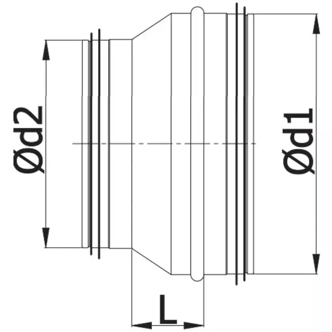 Reducerare på Ø 160 - Ø 100 mm för spiralrör