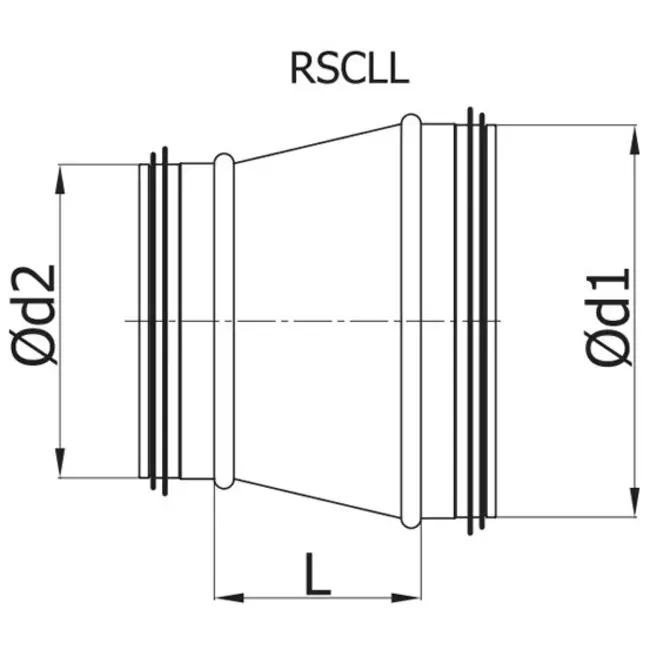 Reducerare på Ø 315 - Ø 200 mm för spiralrör