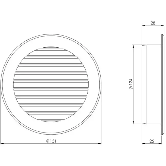 Lamellgaller diameter: 125 mm, grått- VR125P